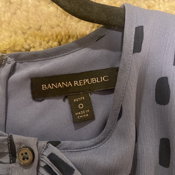 Banana Republic Women’s Sleeveless Dress Blue w/ Navy Dots Petite 0 - Picture 3 of 5